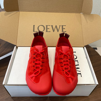 LOEWE 26S FLOW RUNNER SNEAKER 20MM IN DARK RED SUEDE