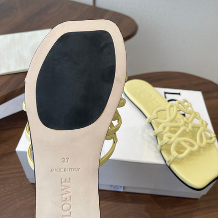 LOEWE 26S FLAT SANDALS IN BUTTER YELLOW CALFSKIN