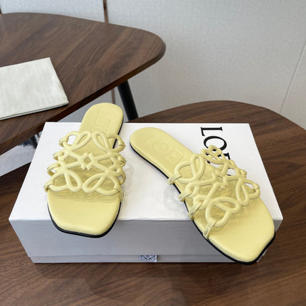LOEWE 26S FLAT SANDALS IN BUTTER YELLOW CALFSKIN