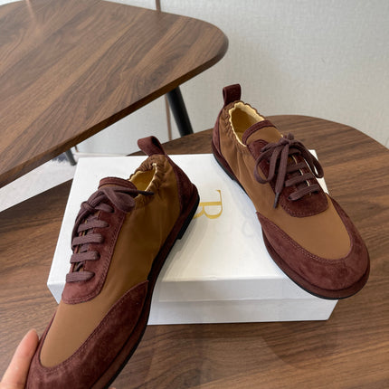 THE ROW 26S SNEAKERS IN BROWN SUEDE AND FABRIC