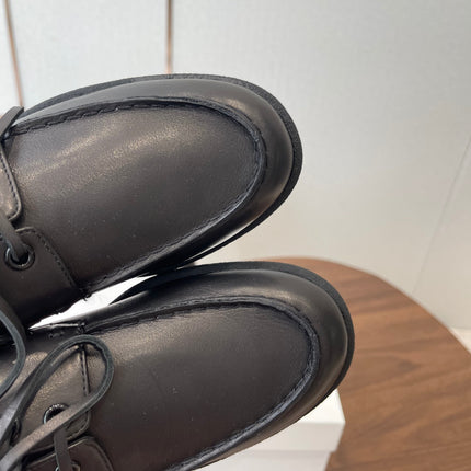 THE ROW 26S LOAFERS IN BLACK CALFSKIN