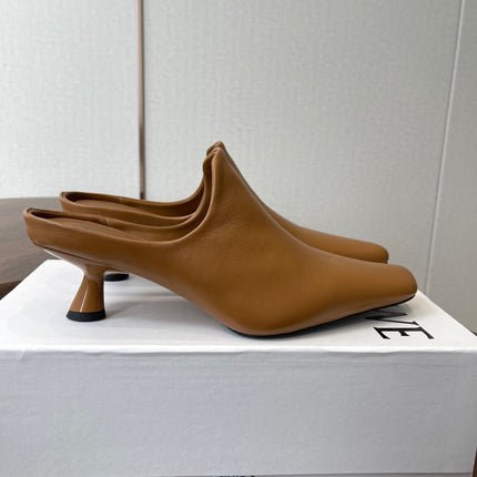 LOEWE 26S EMILY MULE 55MM IN TAN BROWN CALFSKIN