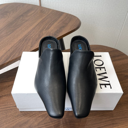 LOEWE 26S EMILY MULE 55MM IN BLACK CALFSKIN