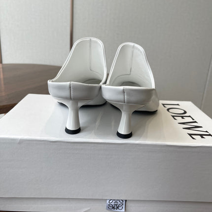 LOEWE 26S EMILY MULE 55MM IN WHITE CALFSKIN