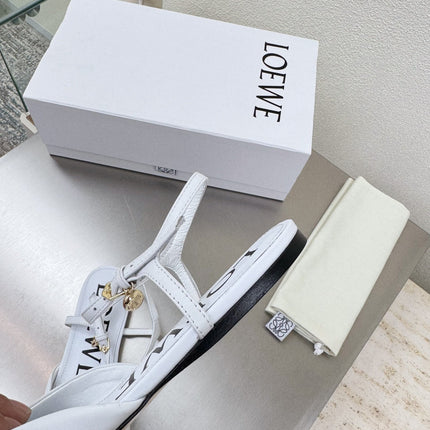 LOEWE 26S SLINGBACK FLAT PUMPS IN WHITE CALFSKIN