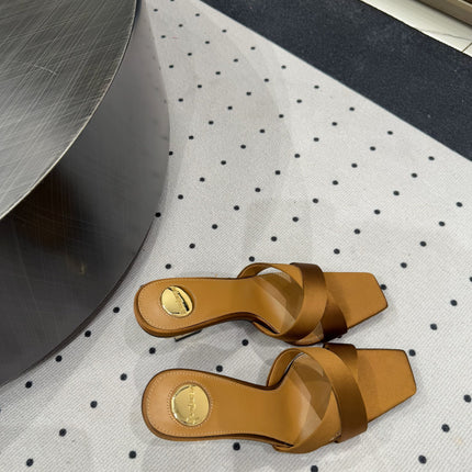 OPYUM HIGH MULES IN BROWNIE SILK