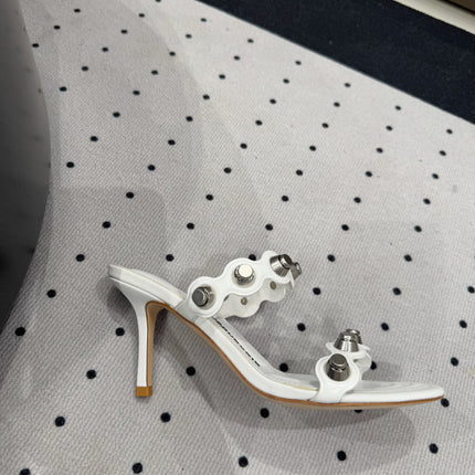 RIOT 80 MM SANDAL IN WHITE LAMBSKIN