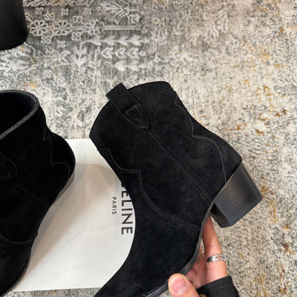CELINE 26S ANKLE BOOTS 55 MM IN BLACK SUEDE
