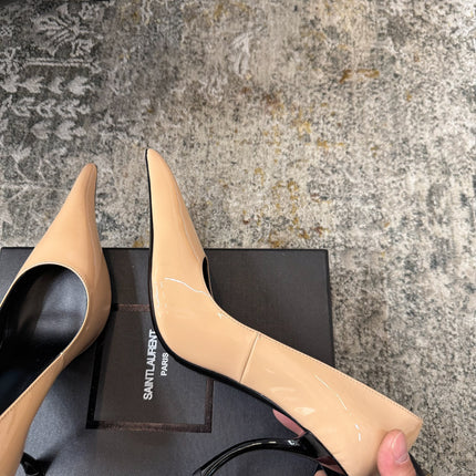 YSL 26S HEELED SHOES 110 MM IN WARM NUDE GLOSSY CALFSKIN