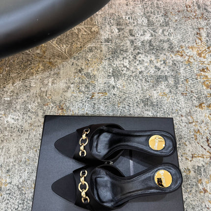 YSL 26S POINTED TOE HIGH HEEL SANDALS 65 MM IN BLACK FABRIC