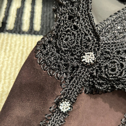 VALENTINO 26S CROCHET-TRIM SUEDE VEST 337