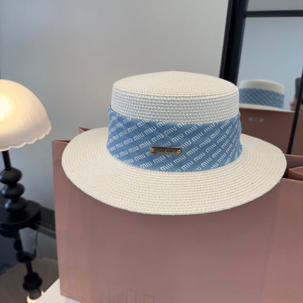 MIUMIU FLAT-BRIM STRAW HAT STYLE 41