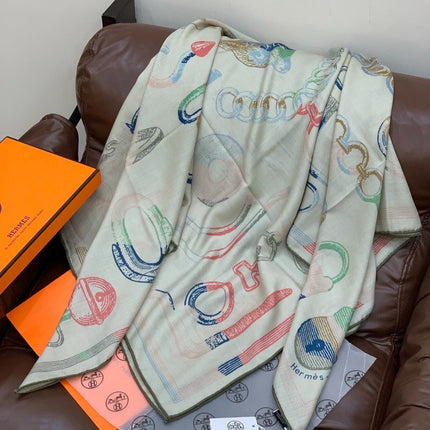 HERMES 26S SCARF 140 IN CASHMERE AND SILK 303156
