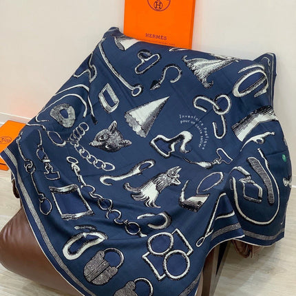 HERMES 26S SCARF 140 IN CASHMERE AND SILK 303157