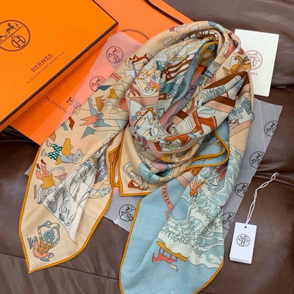 HERMES 26S SCARF 135 IN CASHMERE AND SILK 304250