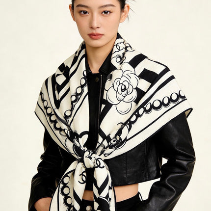 CHANEL 26S SCARF 135 IN CASHMERE AND SILK 309893
