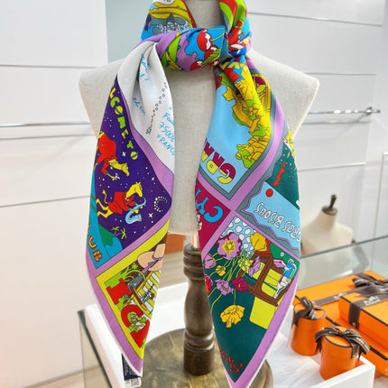 HERMES 26S PRINTED SQUARE SCARF 88 IN SILK 309943