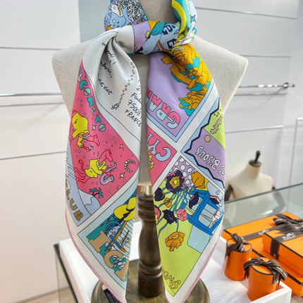 HERMES 26S PRINTED SQUARE SCARF 88 IN SILK 309945