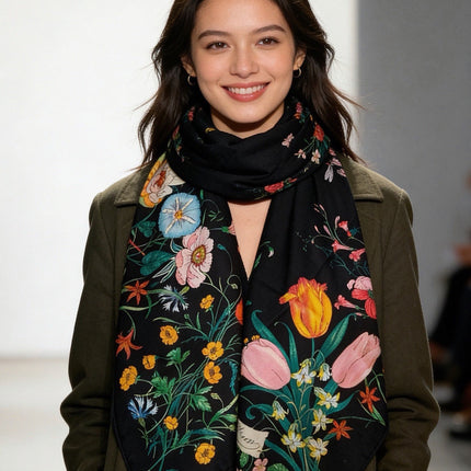 GUCCI 26S SCARF 140 IN CASHMERE AND SILK 311984