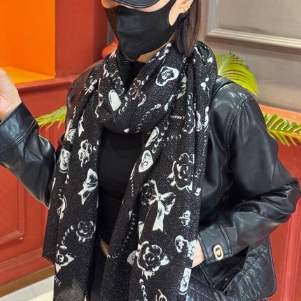 CHANEL 26S PRINTED SHAWL 200 IN SILK 313396