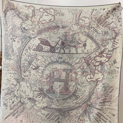 HERMES 26S SCARF 140 IN SILK AND CASHMERE 492395