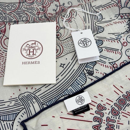 HERMES 26S SCARF 140 IN SILK AND CASHMERE 492395