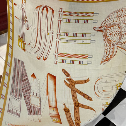 HERMES 26S SCARF 140 IN SILK AND CASHMERE 492440