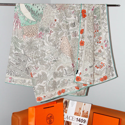 HERMES 26S SCARF 135 IN SILK AND CASHMERE 492453