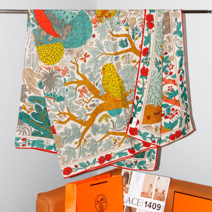 HERMES 26S SCARF 135 IN SILK AND CASHMERE 492454
