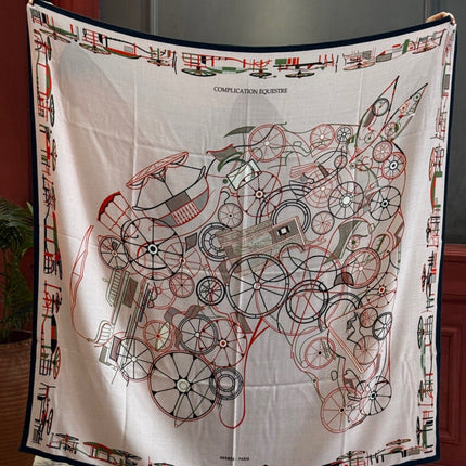 HERMES 26S SCARF 135 IN SILK AND CASHMERE 498490