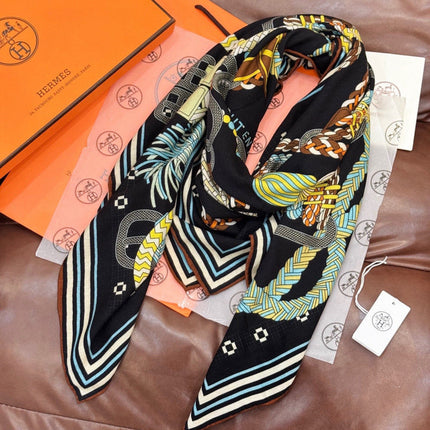 HERMES 26S SCARF 135 IN SILK AND CASHMERE 498492