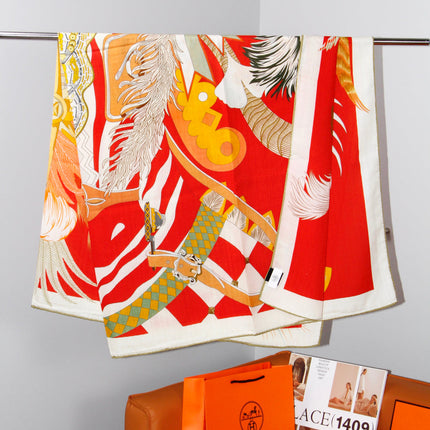 HERMES 26S SCARF 140 IN SILK AND CASHMERE 498505