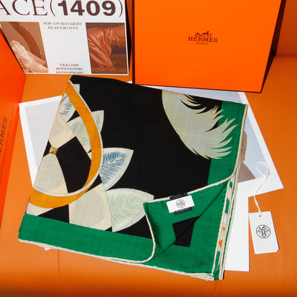 HERMES 26S SCARF 140 IN SILK AND CASHMERE 498506