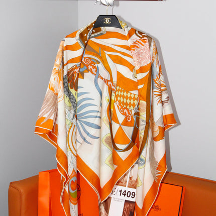 HERMES 26S SCARF 140 IN SILK AND CASHMERE 498509