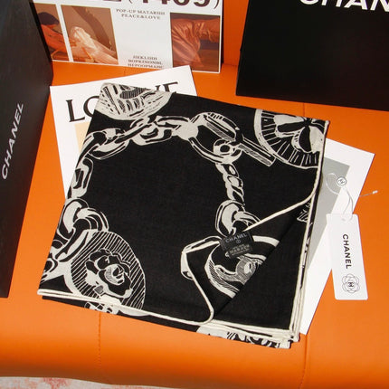 CHANEL 26S SCARF 140 IN SILK AND CASHMERE 509501