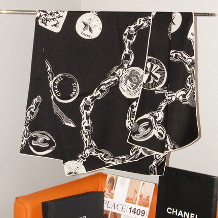 CHANEL 26S SCARF 140 IN SILK AND CASHMERE 509501