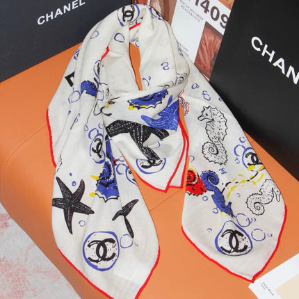 CHANEL 26S SCARF 135 IN SILK AND CASHMERE 509513