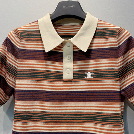 CELINE 26S STRIPED SHORT-SLEEVE POLO SHIRT 441