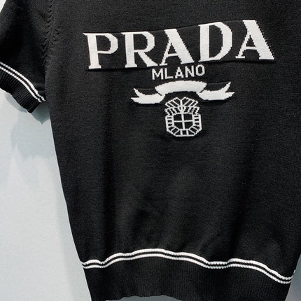PRADA 26S SHORT-SLEEVE CREW-NECK KNIT TOP 1174