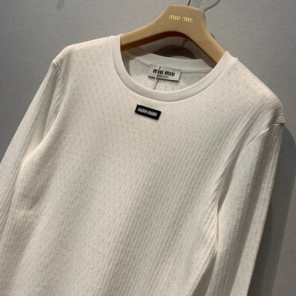 MIUMIU 26S LONG-SLEEVE CREWNECK KNIT TOP 1445