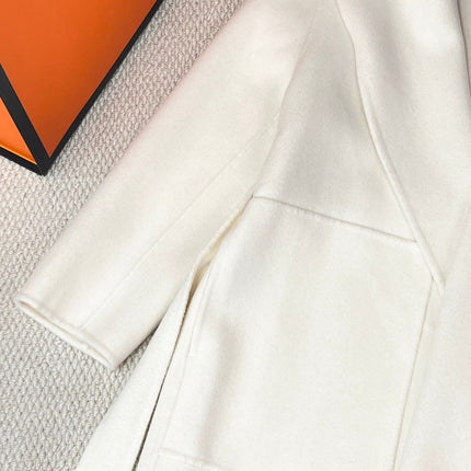 HERMES 25S LAPEL-COLLAR CASHMERE COAT 209
