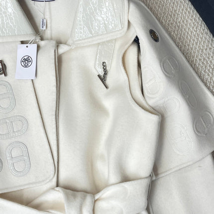 HERMES 25S LONG CASHMERE PIG-NOSE COAT 206