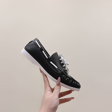CELINE 26S LACE-UP LOAFERS IN BLACK CALFSKIN