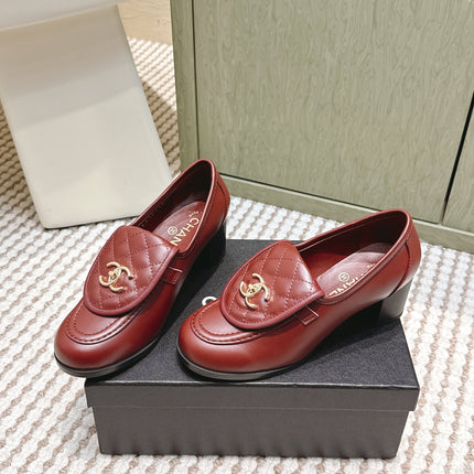 CHANEL 25S LOAFERS MOCCASIN 65MM IN BURGUNDY RED CALFSKIN GOLD HARDWARE