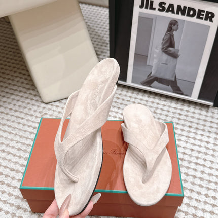 LP 26S THONG SANDALS IN LIGHT BEIGE SUEDE