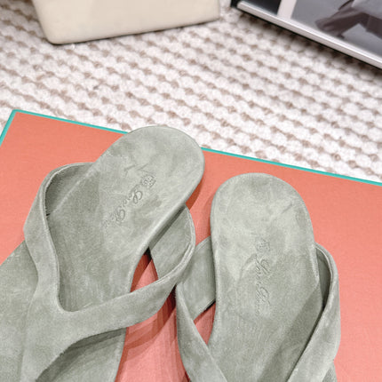 LP 26S THONG SANDALS IN SAGE GREEN SUEDE