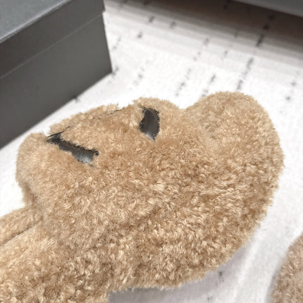 CHANEL 26S HIGH HEEL MULES IN BEIGE BLACK SHEARLING