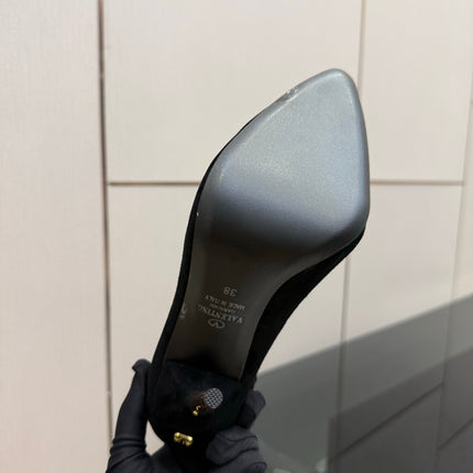 VALENTINO 26S HIGH HEELS 100 MM IN BLACK SUEDE