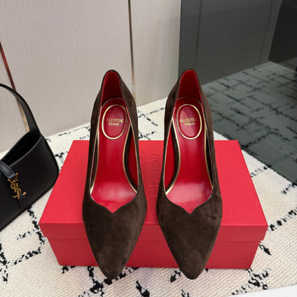 VALENTINO 26S HIGH HEELS 100 MM IN DARK BROWN SUEDE