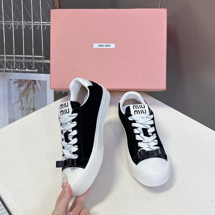 MIUMIU 25S SNEAKERS IN BLACK SUEDE